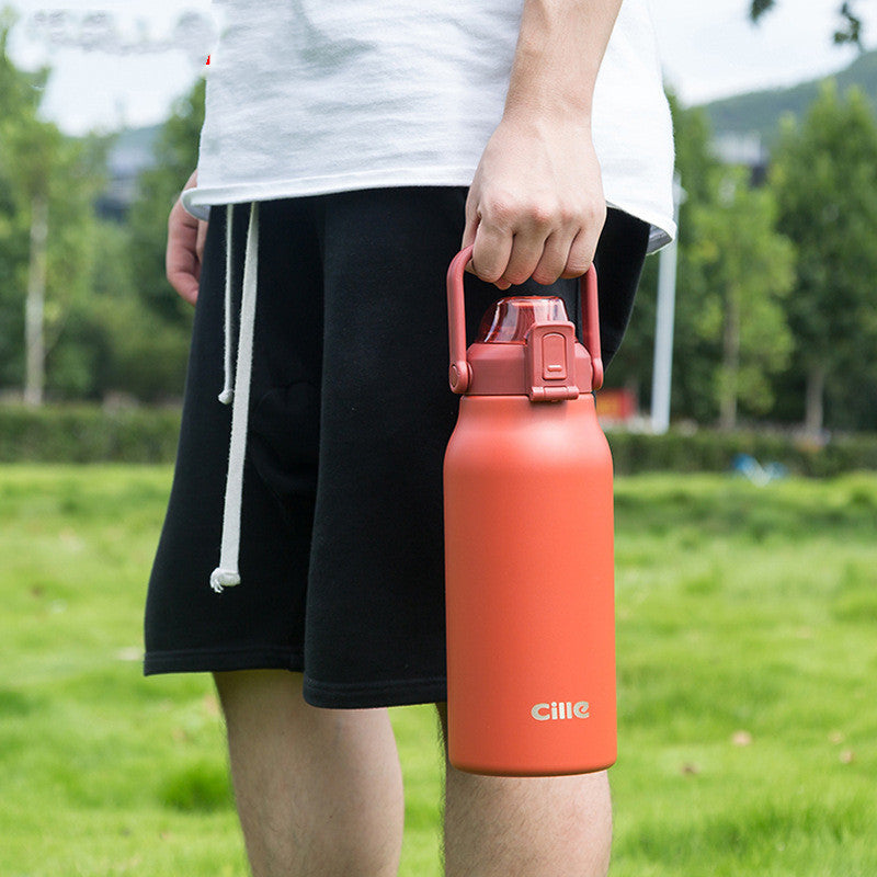 Stainless Steel Drinking Straw Cup Outdoor Sports Water Bottle